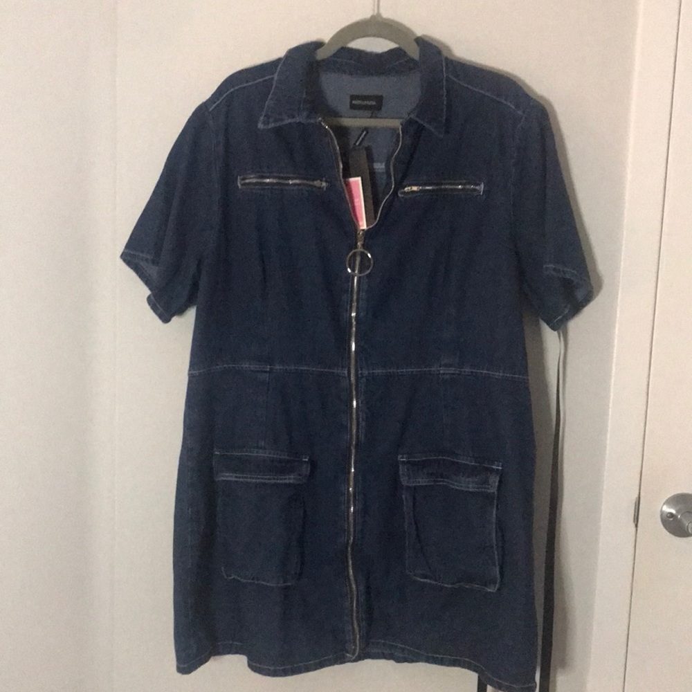 PLT Jean dress, no stretch, short sleeves, zipper detail